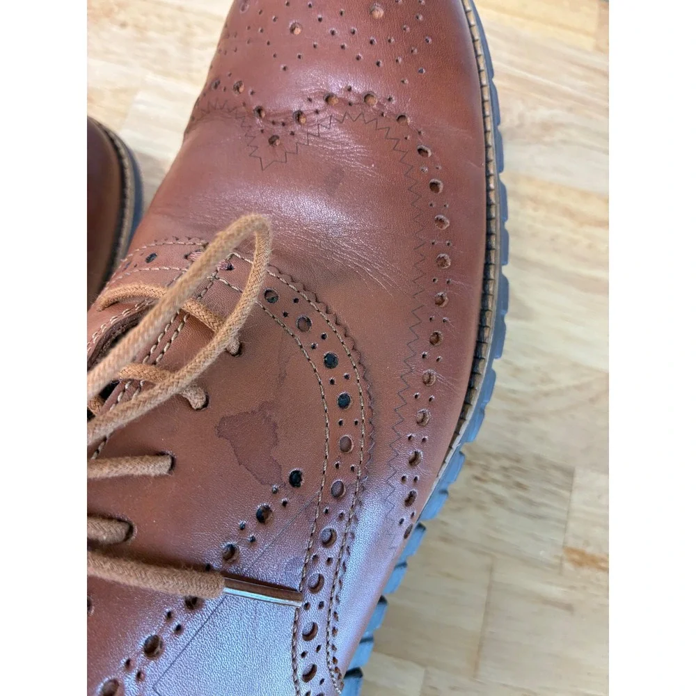 Cole Haan Zerogrand Wingtip Oxford Mens 12 Brown Leather Brogue Shoes C29411‎